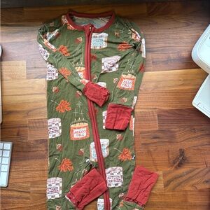 🍂🧡 Kiki Lulu Green & Red Fall/Thanksgiving Bamboo Baby Onesie – 18-24 Months